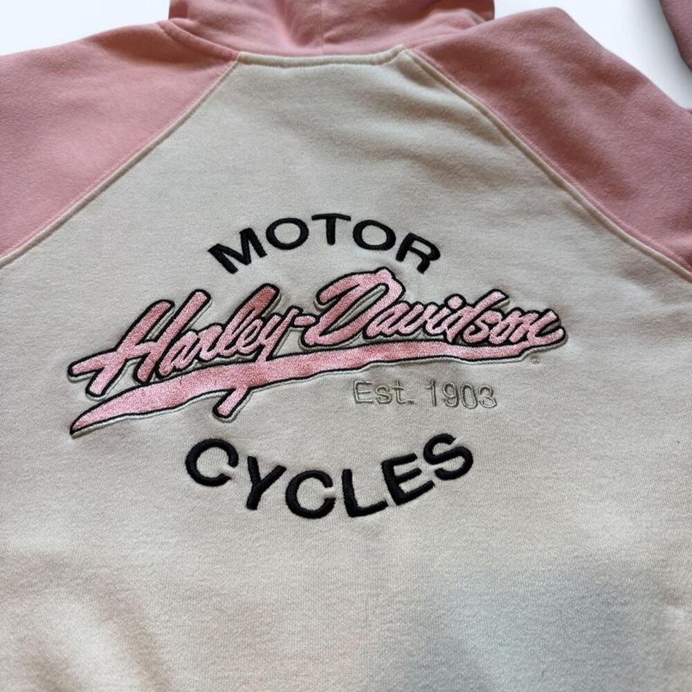 Harley Davidson Women's Pink Zip Up Hoodie - Picture 5 of 7